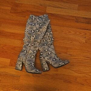 Knee-high faux reptile boots